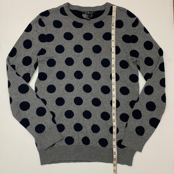 21 MEN Gray Navy Polka Dot Long Sleeve Crew Neck Sweater Small - Picture 6 of 6